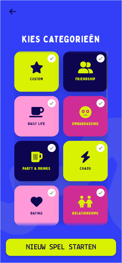 Categorieën kiezen in RankingTheFriends